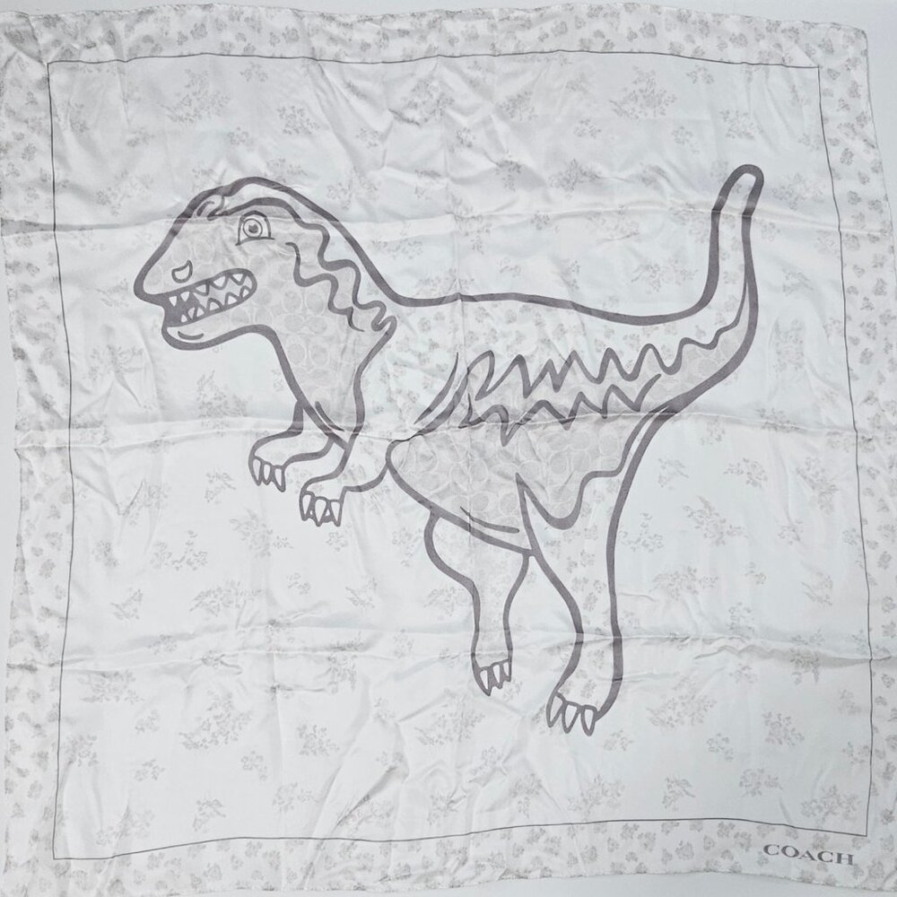 COACH Mini Vintage Rose Rexy Print Silk Square Scarf